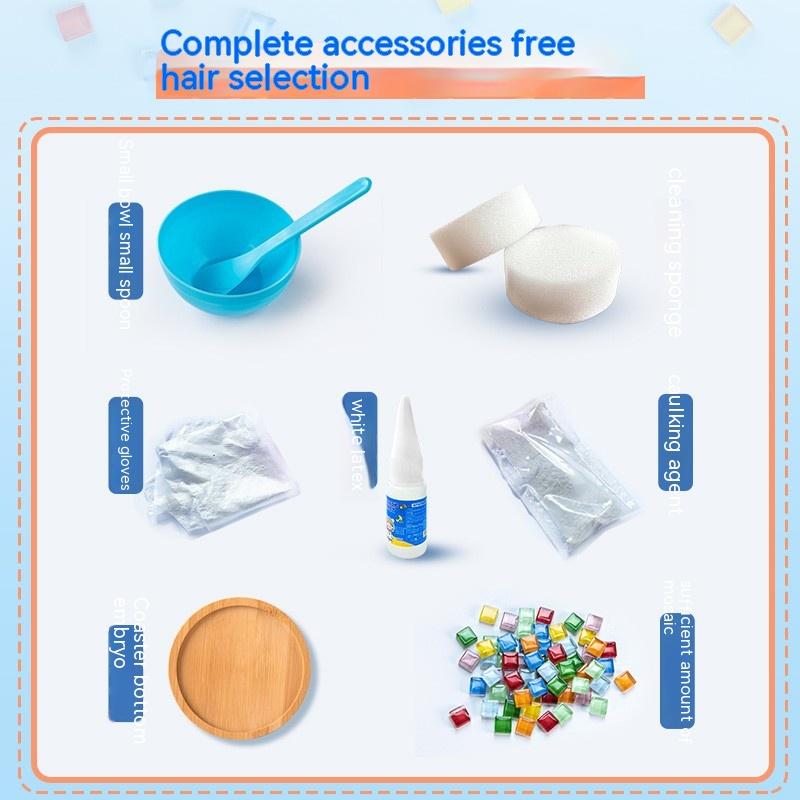 Bamboo Mosaic DIY Coasters Handmade Creative Material for Cup Tableware Mat Tray Placemat Mosaic Crystal Craft Tool Kit Kid Gift