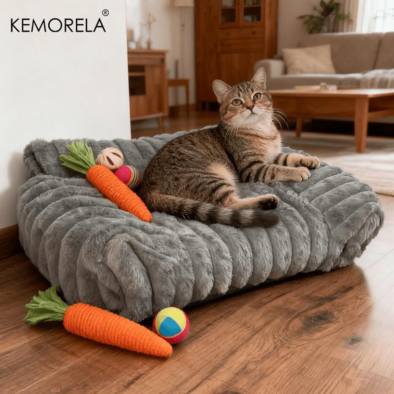 1PC Striped Cat Sofa Bed Soft Polyester Pet Bed Breathable for All Seasons Suitable for Small to Medium Catsor Sleeping