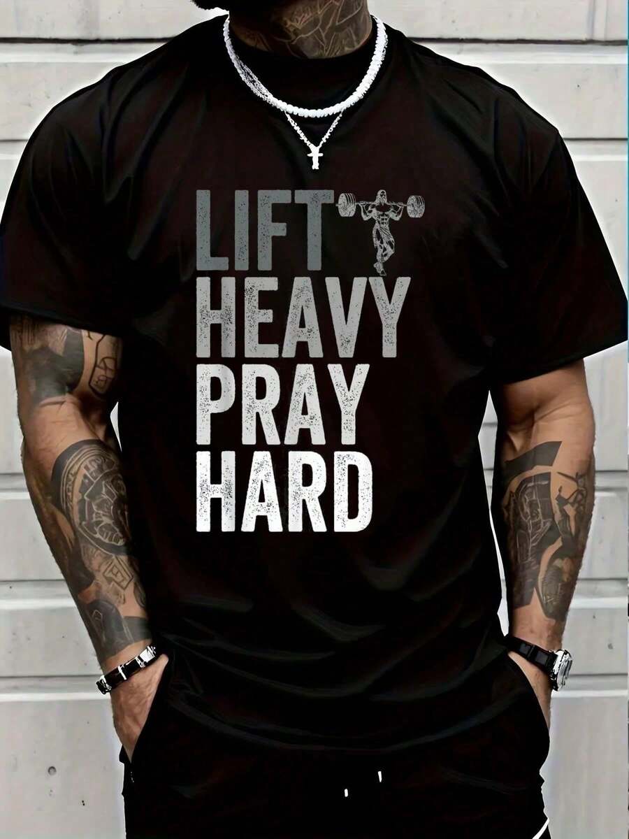 Lift Heavy Pray Hard Gym Jesus Christian Faith Unisex T-Shirt S