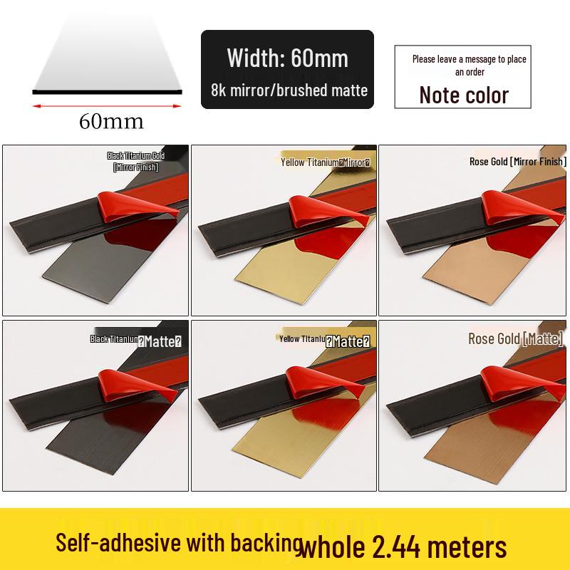 Self-Adhesive Titanium Gold Stainless Steel Trim Strip for TV Wall & Ceiling