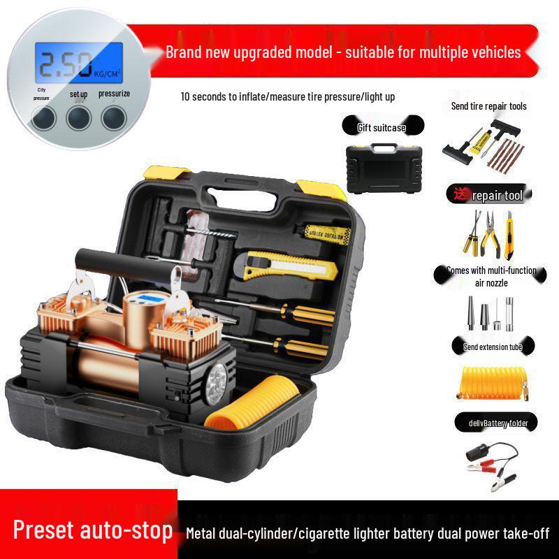 German Dual-Cylinder 12V Electric High-Pressure Portable Tire Inflator