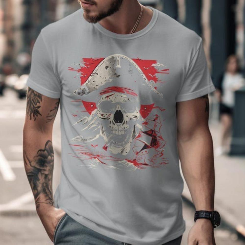 Vintage Skull Pirate Grunge Graphic T Shirts Edgy Gothic Rock Apparel Unisex Woman Man Punk Creative Cotton Tshirt Streetwear