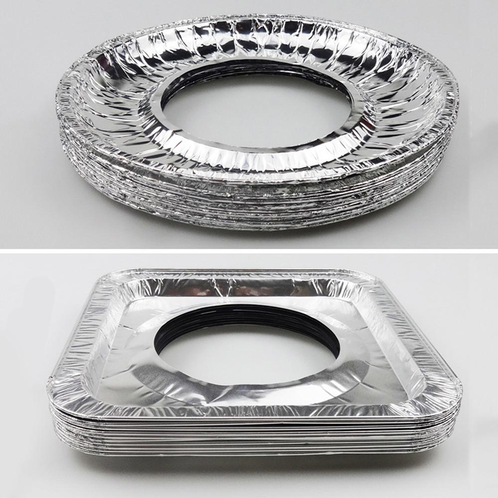 10 Adet Gazlı Ocak Matı Yağ Geçirmez Mat Alüminyum Folyo Isıya Dayanıklı Temizleme Pedi Gaz Ocağı Koruyucuları Kolay Takılır Kalın Ocak Matı