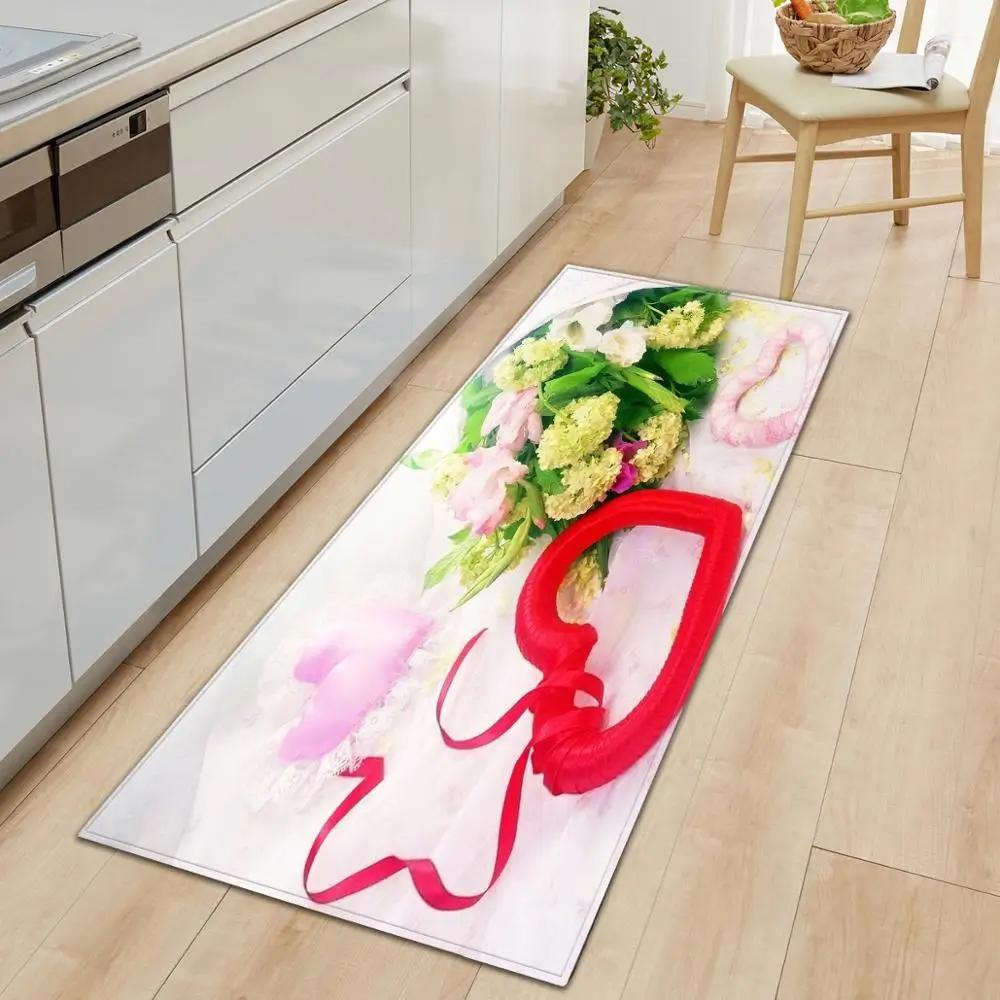 Valentine's Day Non-slip Restaurant Pad Home Porch Pad Entrance Door Mat Rectangular Corridor Area Carpet Kitchen Mat