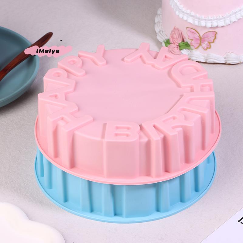 1 Stück 20CM runde Silikon-Kuchenform Happy Birthday Thema Gelee Käse Mousse Pudding Pfannkuchen Backwerkzeug