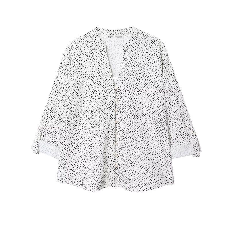 

Kaslead New Women clothes Western Style Fashion Can Be Rolled up Sleeve Polka Dot Shirts 8038903 Picture Color L