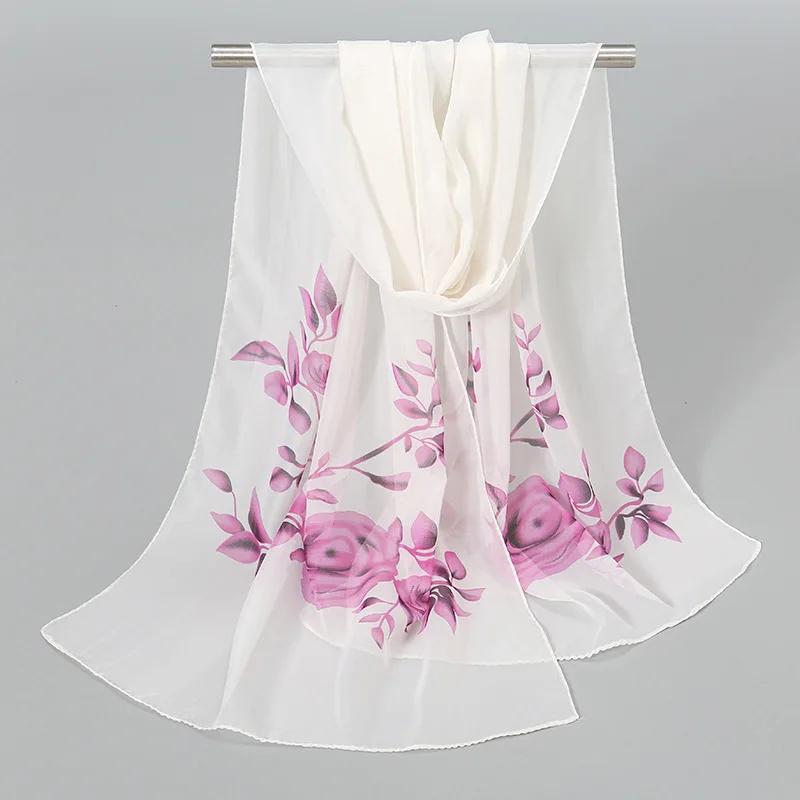 Spring And Summer Women Scarf New Pashmina Shawl Printed Cape Silk Chiffon Polyester Tippet Muffler 60*160Cm