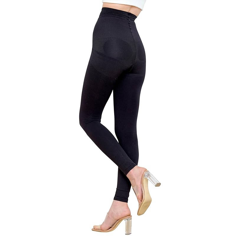 

[SLIM PROJECT] slim project high waist leggings/ladies compression leggings high waist 10 minute length black made in Japan (1)