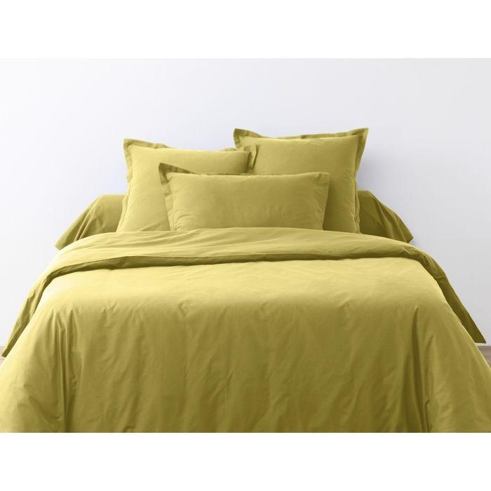 Housse de couette + 2 taies 240 x 260 cm Passion jaune