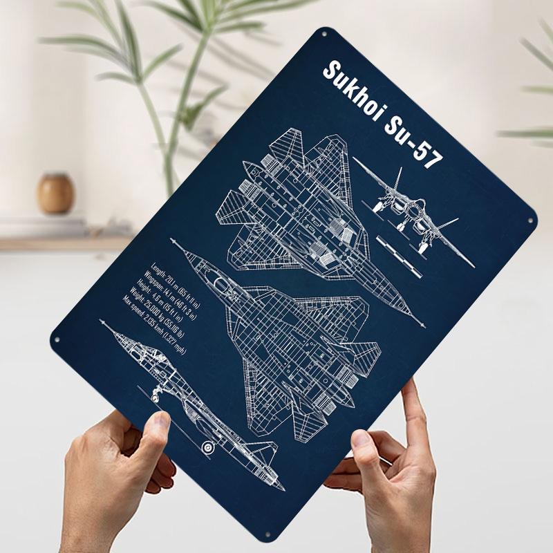 Su Aircraft Metal Poster Customized Wall Art Retro Vintage Tinplate Signs for Man Cave Decoration Bedroom Decorations House