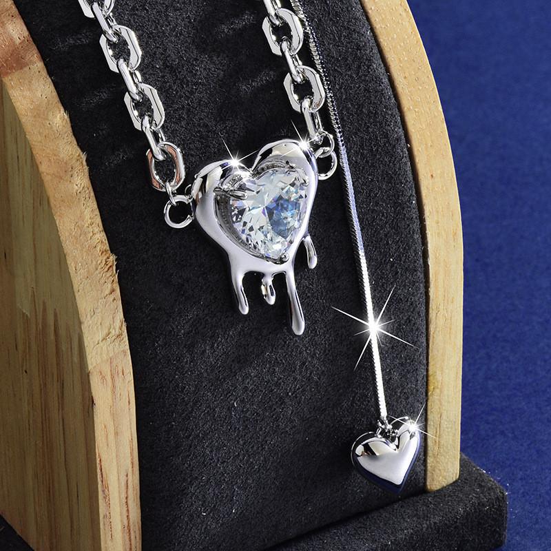 Steel Titanium Sophisticated Heart Necklace With Twisted Chain Design For Women