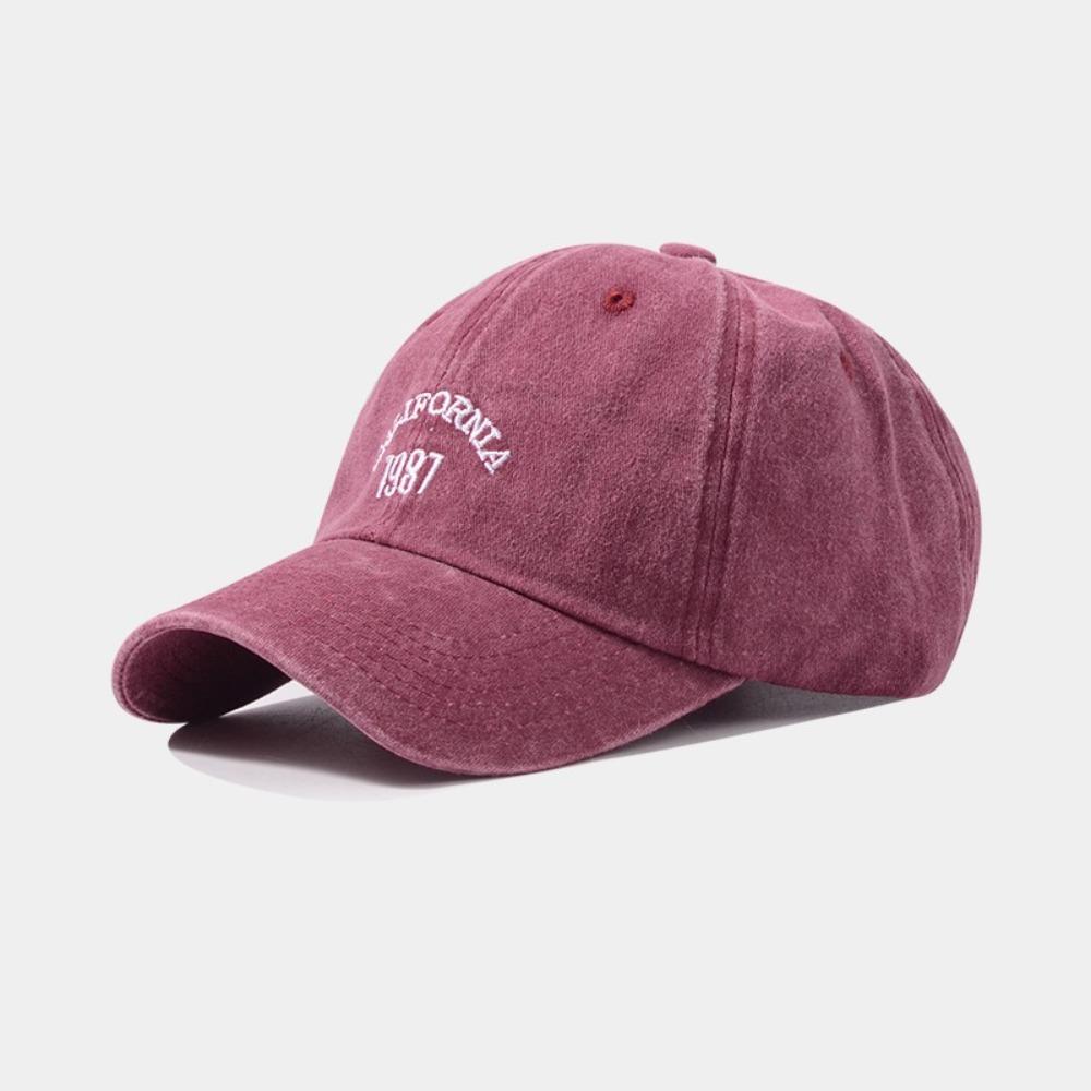 Unisex Embroidered Baseball Cap Washed Adjustable Sun Hat Soft Top Peaked Hat