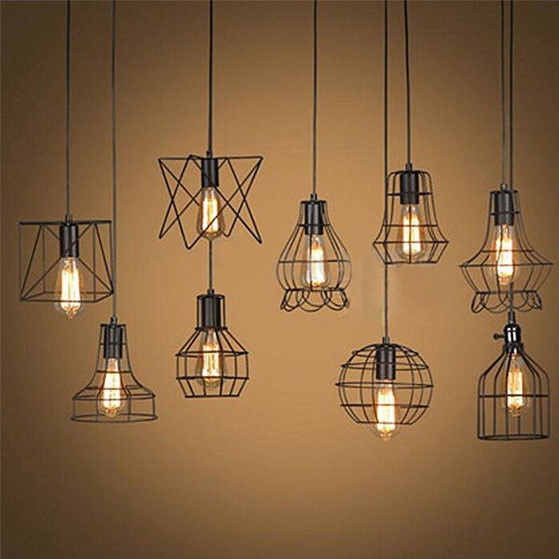 Chandelier Fashion Simple Retro Indoor Industrial Wind Bar Small Iron Lamps Cage