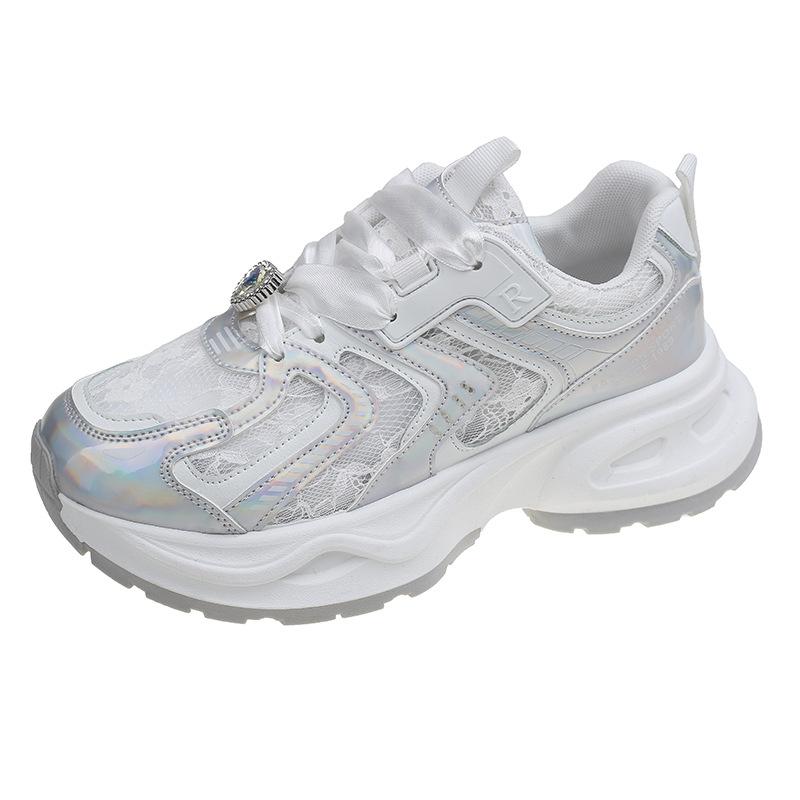 

Dad shoes children 2025 summer new lace mesh breathable Internet celebrities ins thick sole heightening casual sports shoes 40