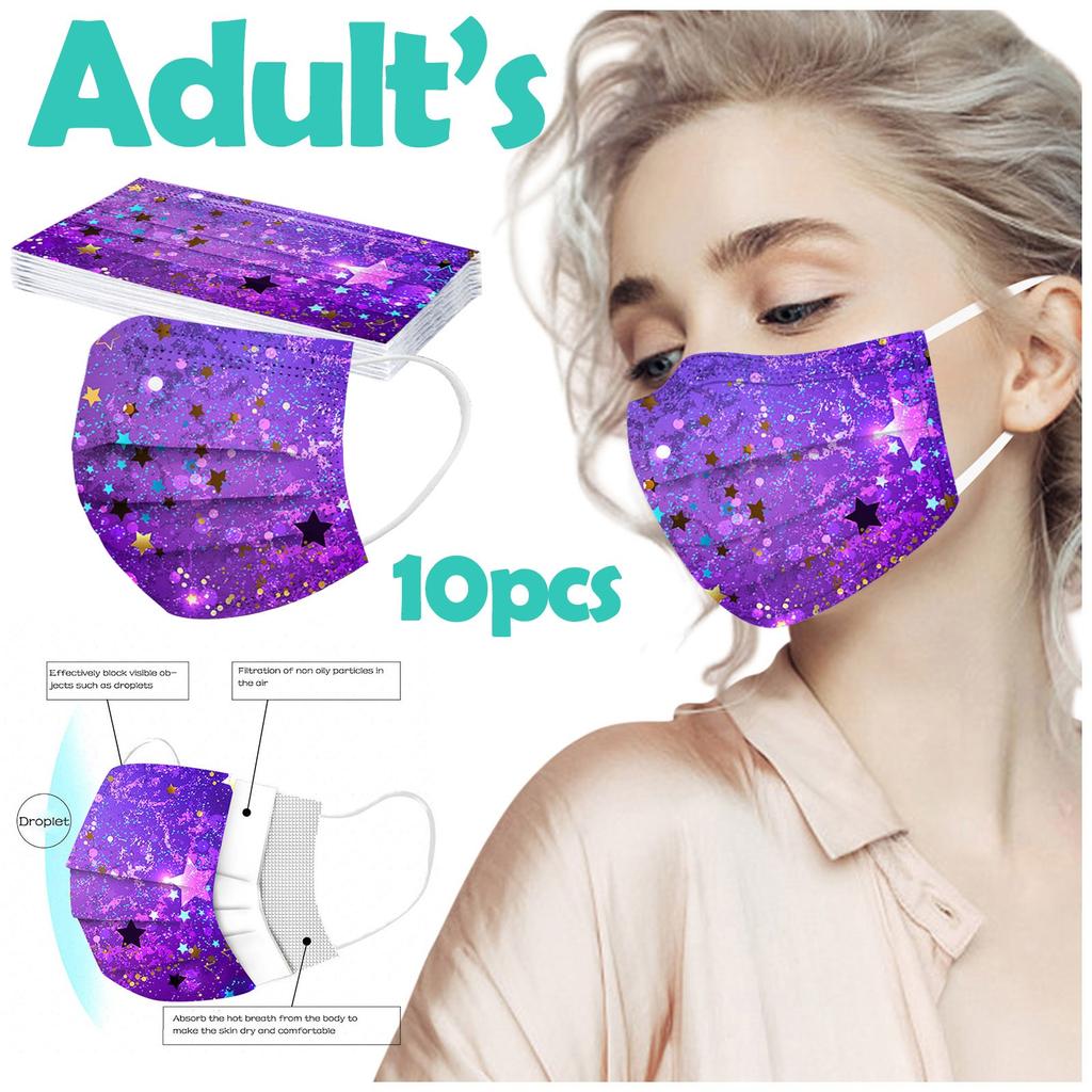 Erwachsene Frauen Mann Einweg-Gesichtsmaske Industrielle 3-lagige Ohrschlaufen-10-teilige Maske