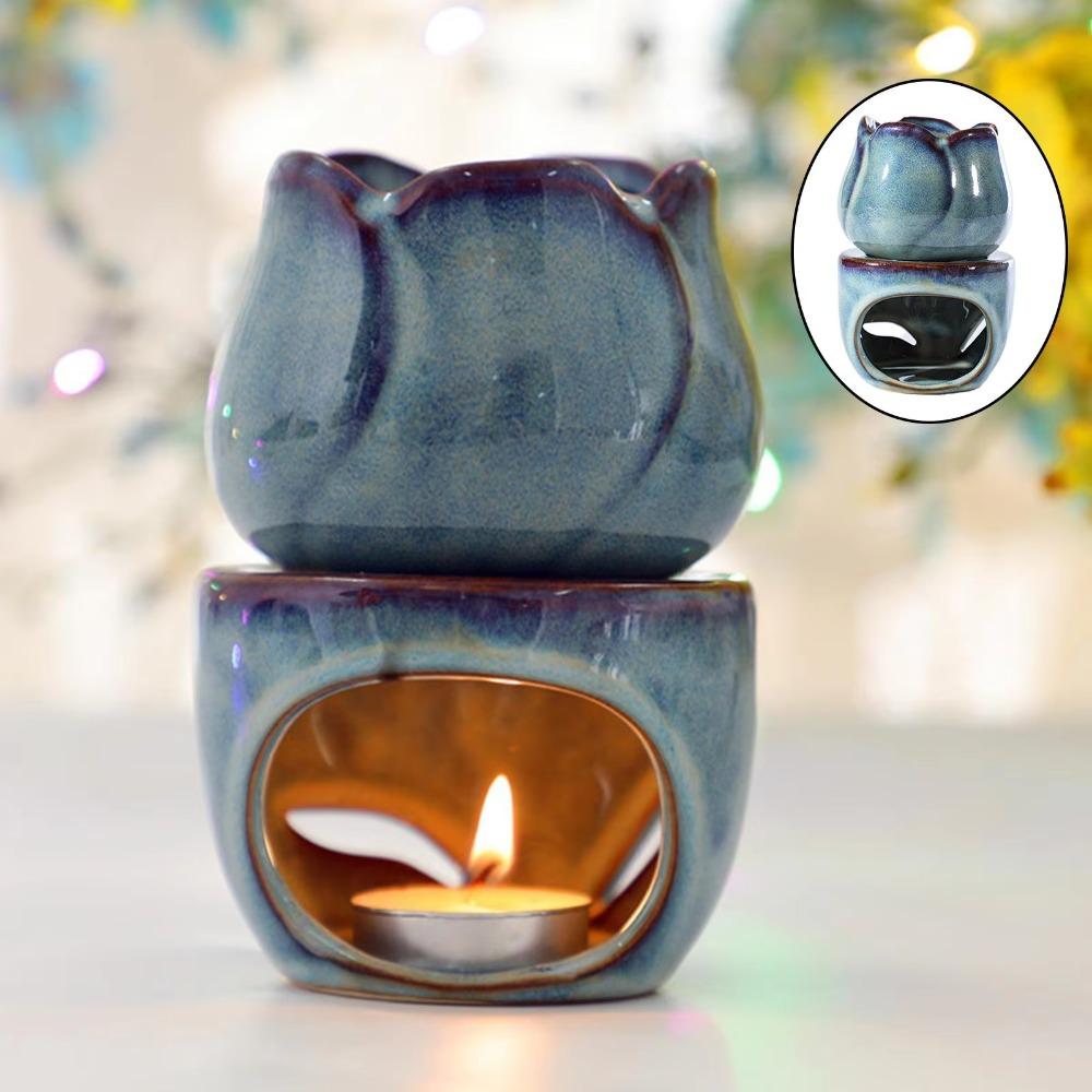 Tulip Shape Ceramic Oil Diffuser Exquisite Wax Melt Burners Essential Oil Burner  Office