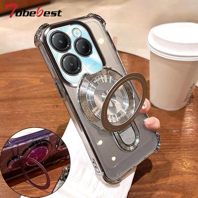 

Противоударный чехол с гальваническим покрытием и магнитным держателем для INFINIX Hot 40 30 30i 50 50i 60 60i Pro Plus, силиконовая накладка Infinix Hot 30 серебряный