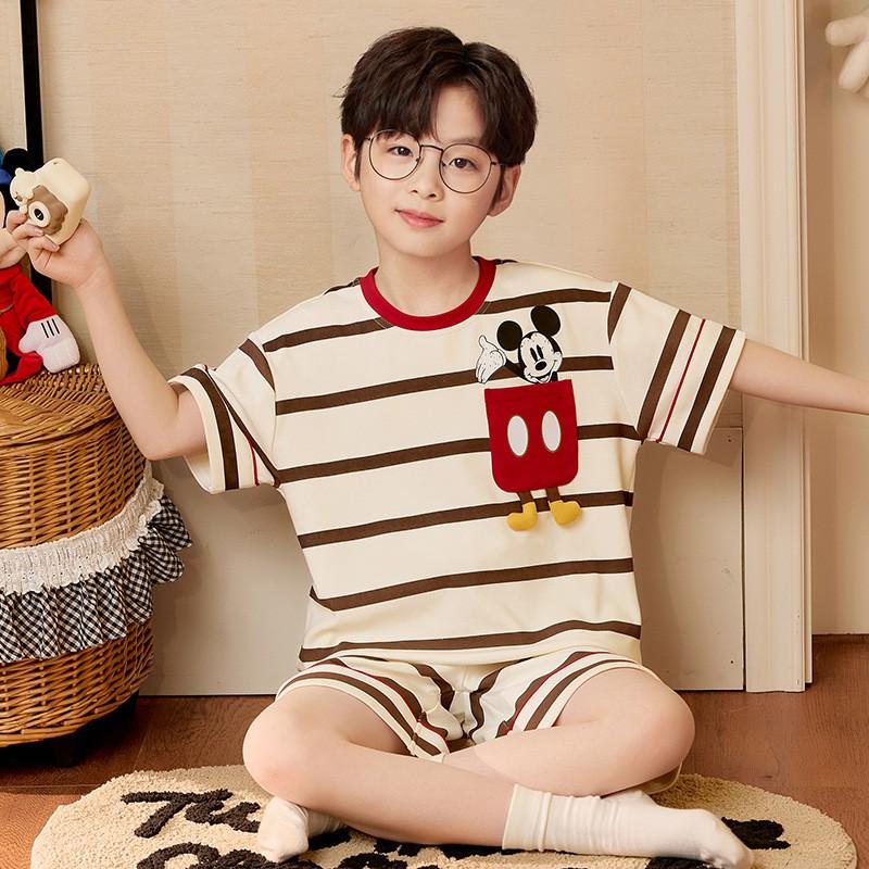 Boys Cotton Short Sleeve Pajamas Set Lightweight Cartoon Sleepwear Kids Ages 8 Home Wear
