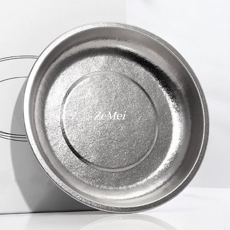 Pure Titanium Silver-Gray Grilled Platter,Camping Heat-Resistant Home Fruit Plate Dinner Dishes Grill Tray Tableware,Kitchenware