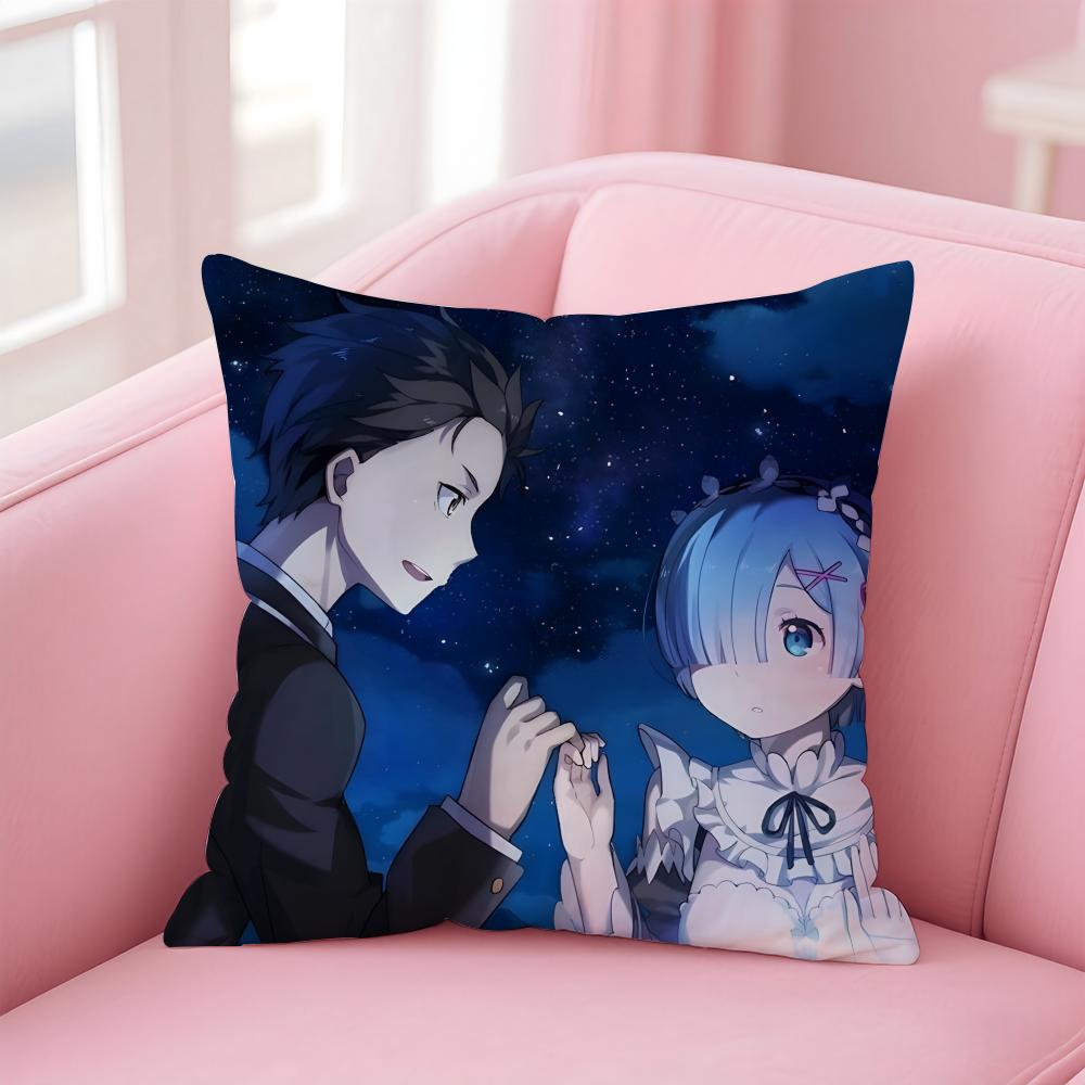Emotionally R-Rezero Starting Life In Another Worlds Cushion Cover Pillow Case Soft Friendly Fabric & Concealed Zipper
