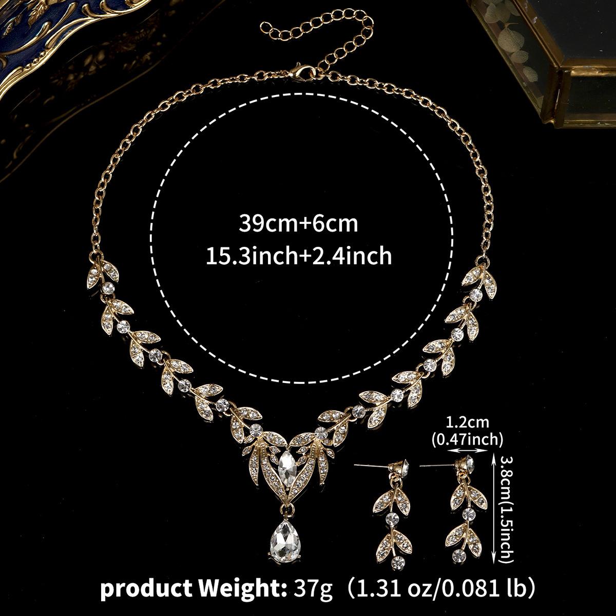 Luxury Rhinestone Bridal Jewelry Set Necklace And Earrings Two Piece Wedding Accessories For Bride Elegant Design