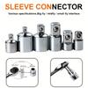 6pcs Ratchet Wrench Socket Converter Sleeve Head Adapter 1/2 "Big Fly To 3/8" To 1/4 "Stainless Steel To 1/4" To 1/2 "To 3/8"