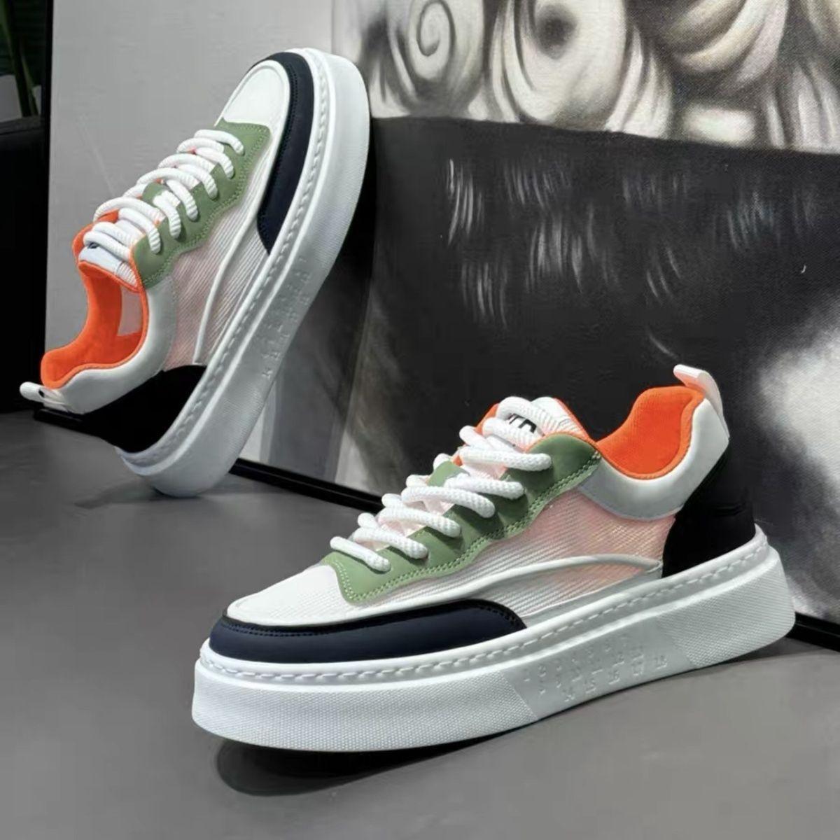 

Мужская обувь весна 2025 новые дышащие белые туфли спортивная и повседневная обувь мужская модная брендовая нишевая нескользящая и износостойкая обувь для катания на доске 39 оранжевый