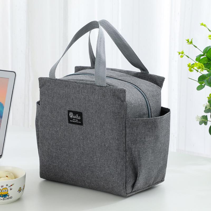 Popular Dual-Pocket Insulated Lunch Bag with Aluminum Foil: Handheld Bento and Picnic Bag with Ice Pack.
