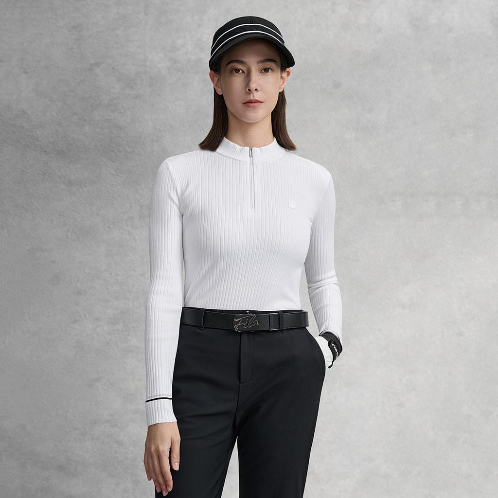 Fila Golf Series Simple Fashion Casual Sports Golf Versatile Comfortable Elegant Slim Fit Knitted Long Sleeve Sweater Women Sweater A11W615407FWT