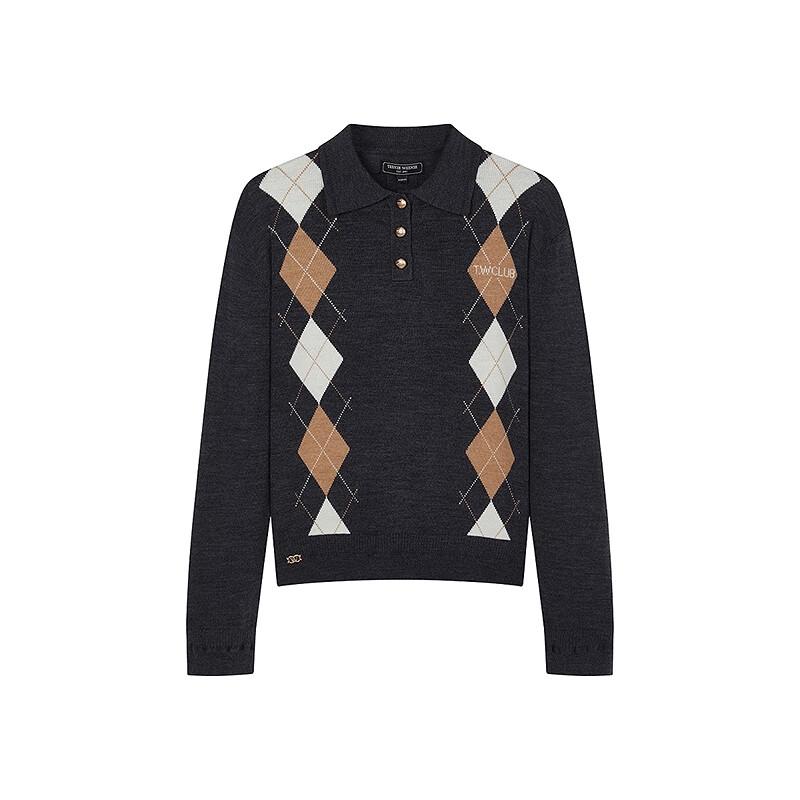 Teenie Weenie Women's Argyle Polo Collar Knitted Sweater