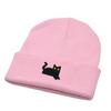 Cute Knit Beanies Embroidery Knit Cap Casual Embroidered Cat Knitted Hat  Winter