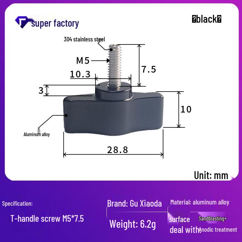 304 Stainless Steel M4 T-Handle Knob Screw with Aluminum Alloy and Slotted Hand-Tightening Design