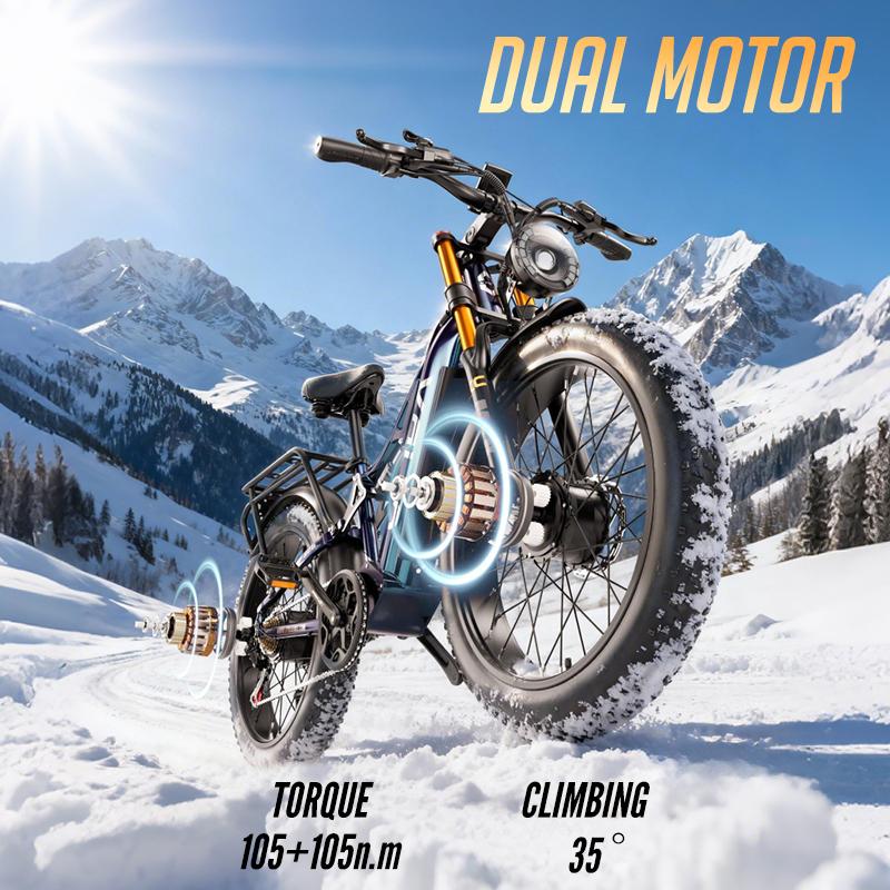 OTIDA S26 4000W dual-motor electric bike, 52V 20Ah, 26-inch wide tyres, electric mountain bike, electric bike for adults120Km