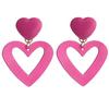 Pink Love Heart Earrings Unique Double Love Heart Pink Stud Dangle Earrings Jewelry Gifts for Wife Mom Girlfriend Her