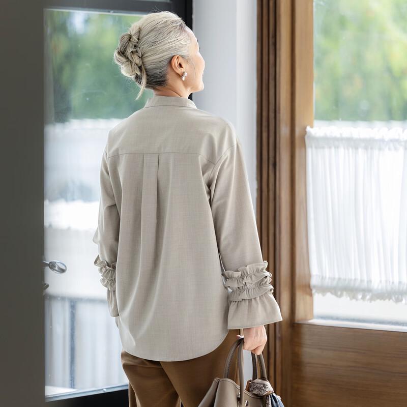 Mu Zi Women's Casual Long-Sleeve Lace Blouse