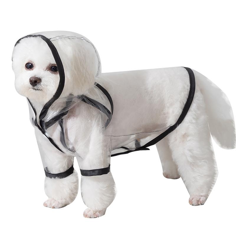 Rainy day puppy dog clothes two feet waterproof poncho teddy bear golden retriever large, medium and small dog transparent pet raincoat