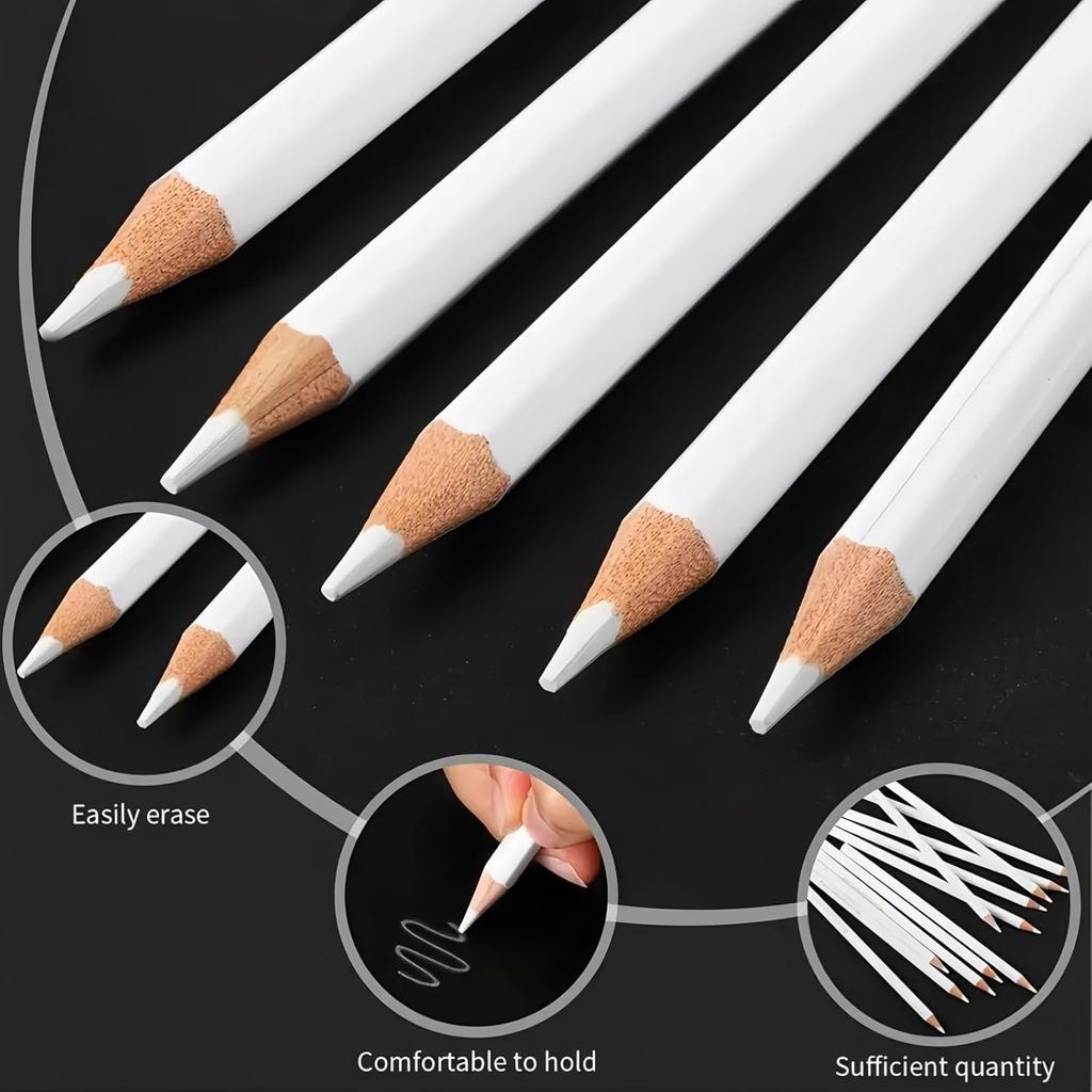 6pcs White Fabric Marker Pen for Dark Cloth, Washable & Removable, Professional Tailor's Chalk for Sewing, Tailoring, Patterns