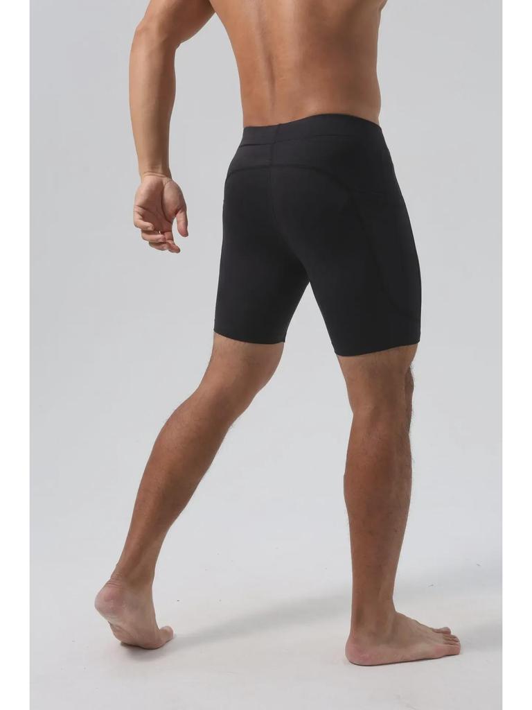 Men's Super Elastic Three-Quarter Ice Silk Tights with Pockets