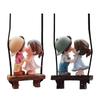 Anime Car Accessories Cute Couple on Swing Car Accessories Interior Romantic Couple Rearview Mirror Swing Pendant Ornament Gift