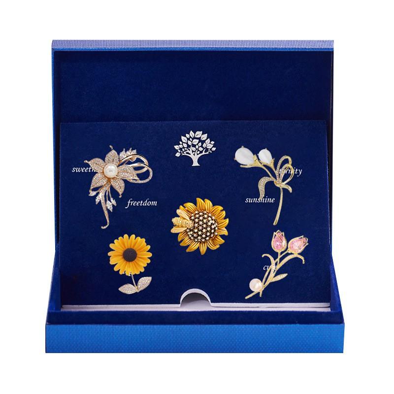 Elegant Sunflower Brooch Set Women Lightweight Alloy Floral Pin Sweet Chic Style Gift Anniversary Or Valentine