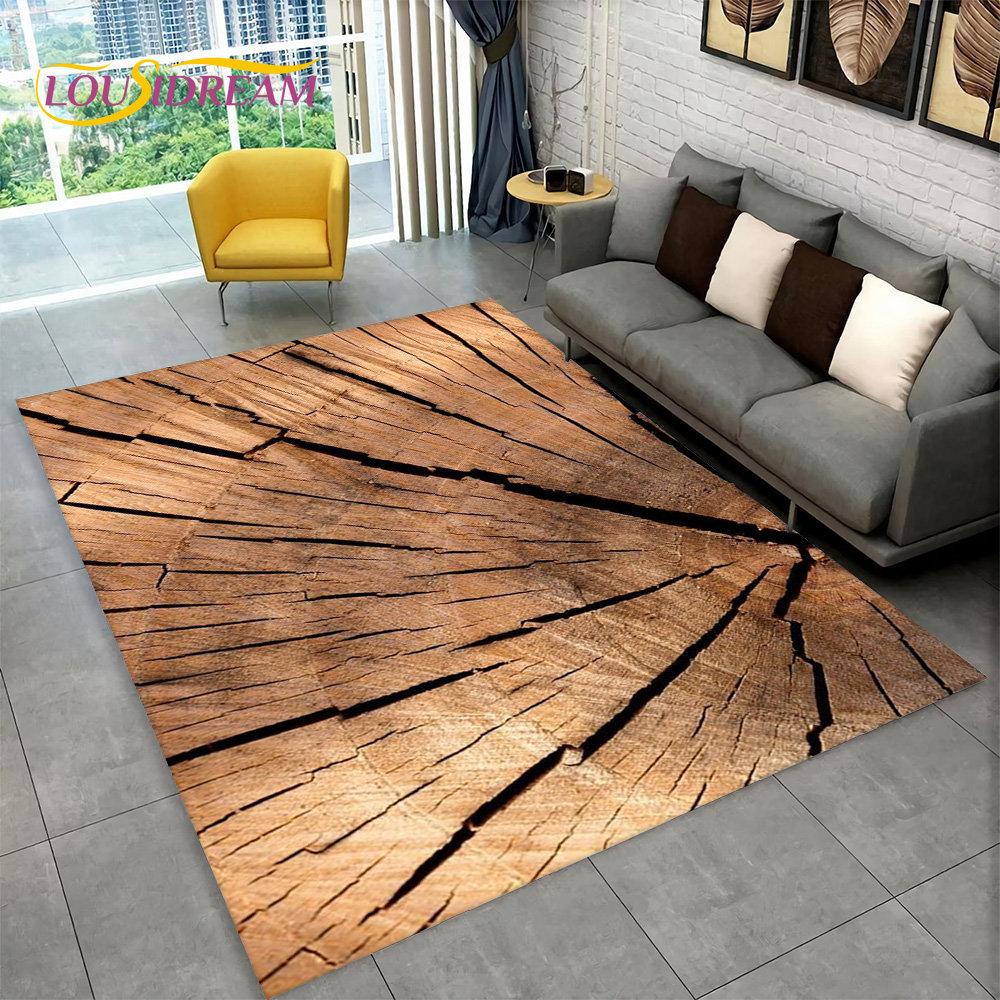 3D Wood Grain Retro Area Rug Large,Carpet Rug for Home Living Room Kids Bedroom Sofa Doormat Decor,Kitchen Non-slip Floor Mat
