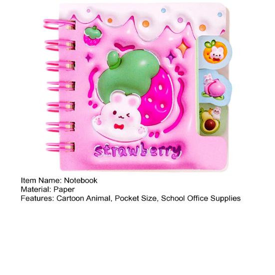 Cartoon Animal Pocket Notebook Wire Bound Memo Notepad 3D Dinosaur Rabbit Panda Mini Spiral Notebook School Office Supplies