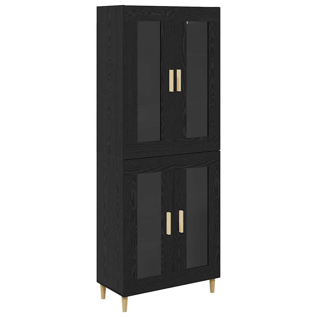 Highboard in Black Oak Look 69.5 x 34 x 180 cm Engineered Wood