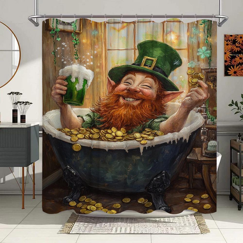 

Leprechaun With Beer And Gold Coins Waterproof Shower Curtain For Modern Bathroom Decor,Stylish And Durable,Perfect For Home Use W60H190(CM)-1 Pcs