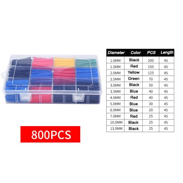 800/530/280/127pcs Insulated Heat Shrink Tubing Colorful Heat Shrinkable Tubing Boxed DIY Kit Heat Shrinkable Waterproof Tubing