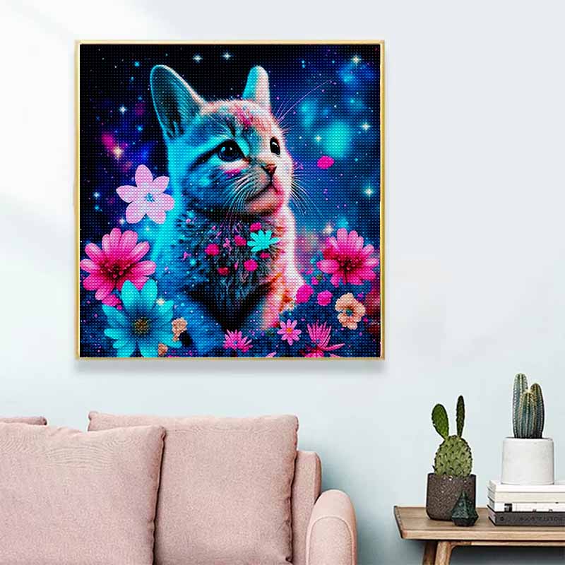 New Arrival 5D DIY Full Circle Diamond Painting "Flowers and Cats" Embroidery Cross Stitch Home Decor Gift