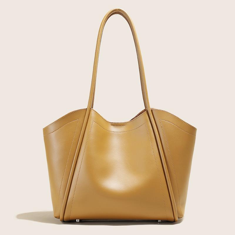Women's Cowhide Genuine Leather Tote Bag For Girls Large Capacity Commuter Hobo Bucket Shoulder Bag Luxury Designer Handbag