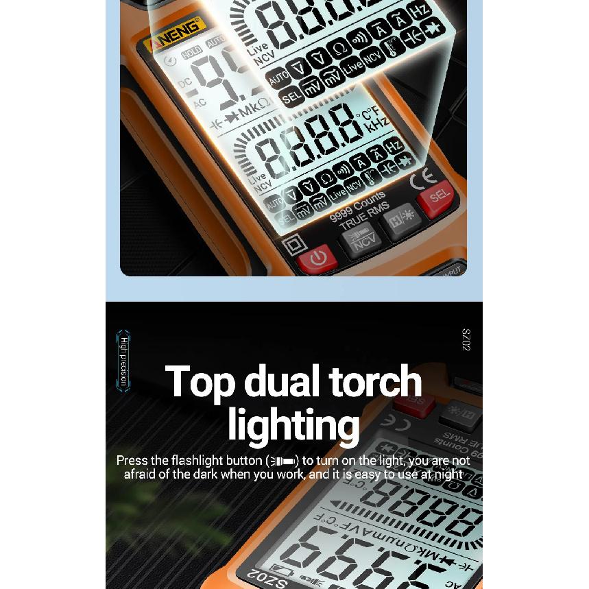 ANENG SZ02 Smart Digital Multimeter 9999 Counts True RMS Auto Electrical Capacitance Meter Temp Resistance Transistor Testers