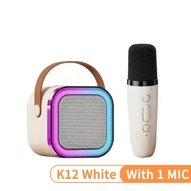 Nouvelle Machine à karaoké portable Bluetooth K12 Haut-parleur avec 1-2 microphones sans fil HiFi Haut-parleur familial pour chanter Cadeau pour enfants