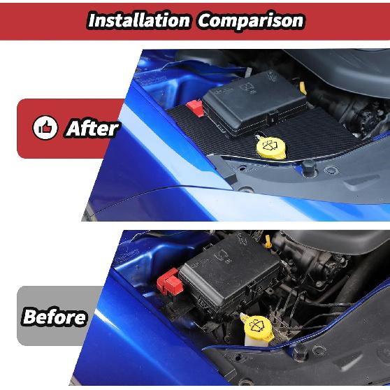 JeCar Kohlefaser Scheibenwaschbehälter Motorraum Staubschutz Zubehör für Dodge Charger 2011+ & Challenger 2015+